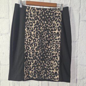 Cato Medium Black Leopard Print Knee Length Pencil Skirt NWT Office Career